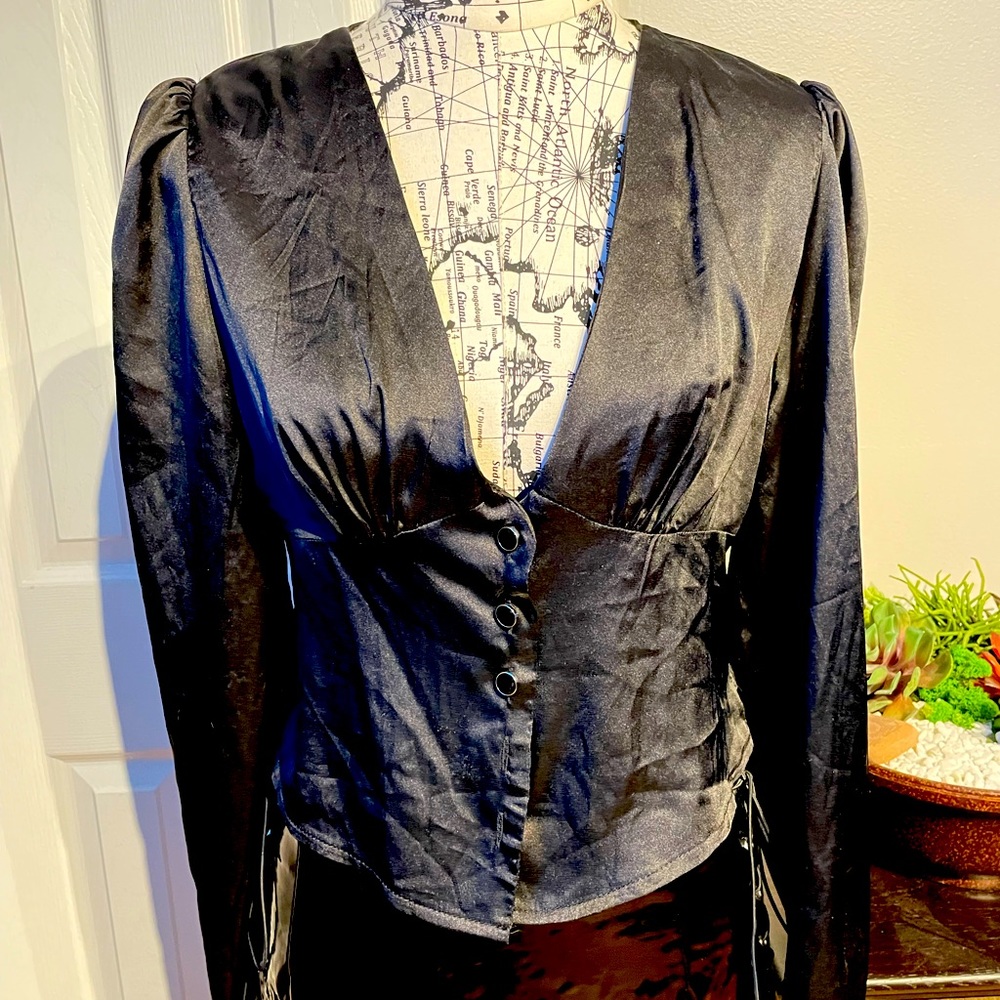 ✈️Vintage y2k Satin Whimsygoth Coastal Coquette Western Corset Shrug Bolero crop